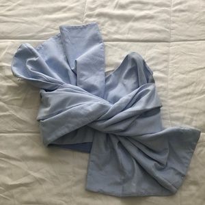 Pinstriped strapless crop top